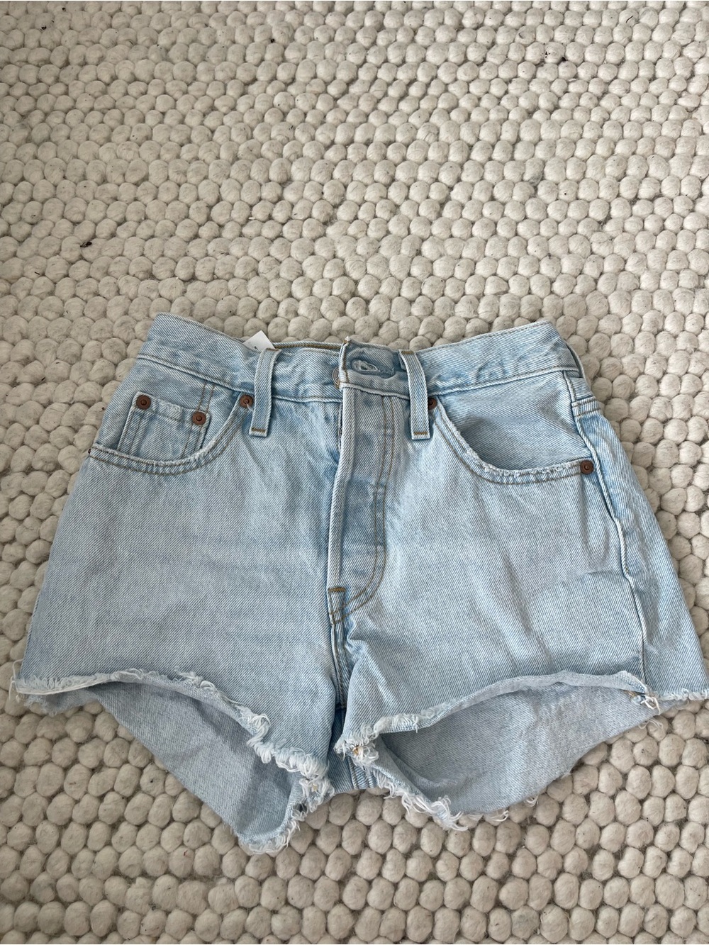 Levi  High-Waist Light Blue Denim Shorts